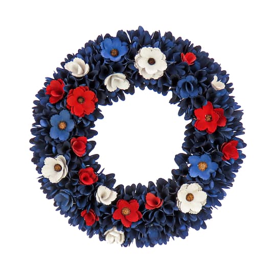 20&#x22; Red, White &#x26; Blue Floral Wreath